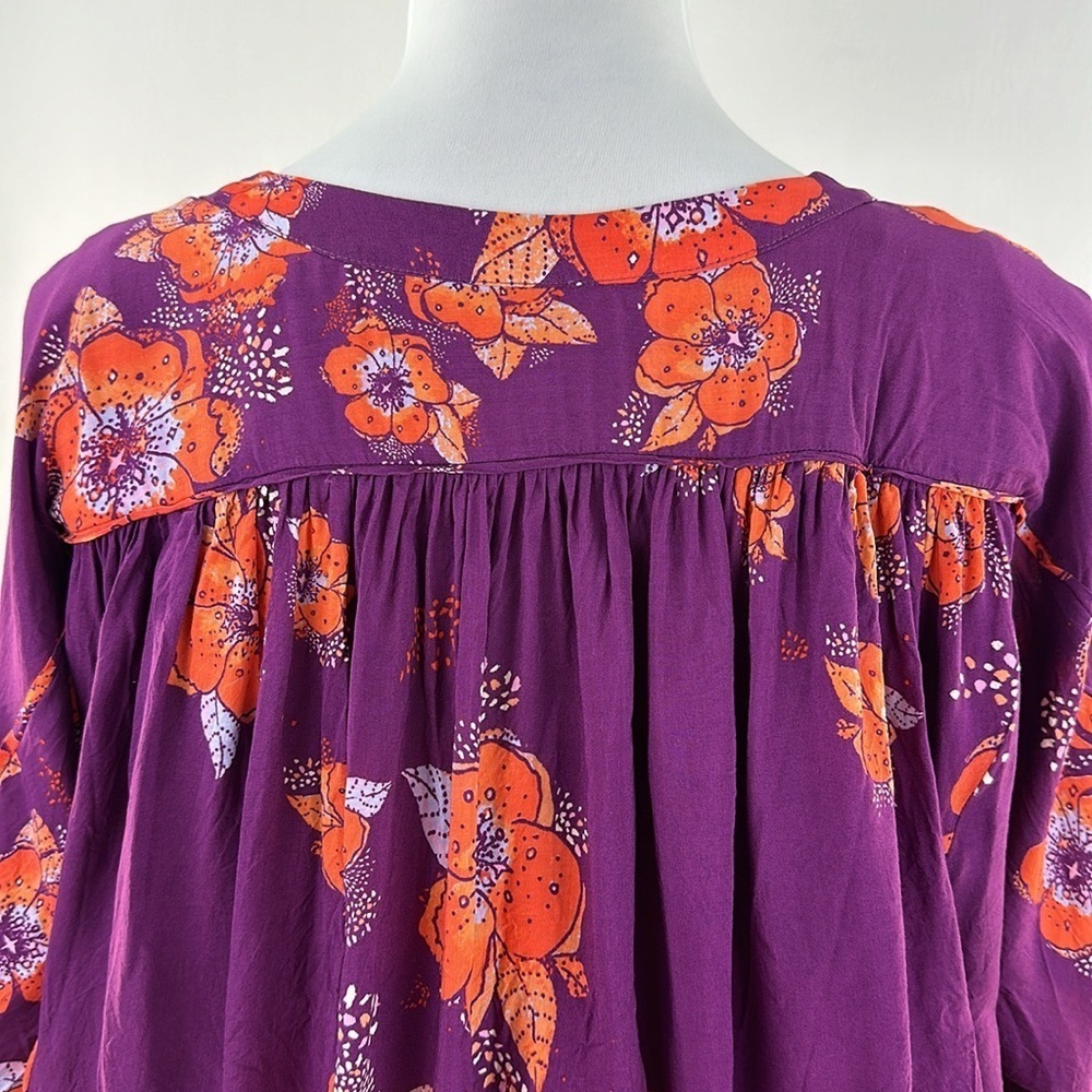 Free People Tuscan Dreams Floral Printed Wrap Long Sleeve Tunic Top - Picture 8 of 11